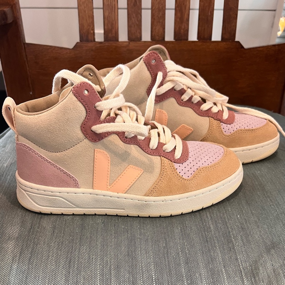 Veja Beige and Cream High-Top Sneakers